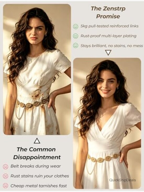 Western Chain Belt: Adjustable Gold Boho Belt for Jeans, Dresses & Festivals main image 4